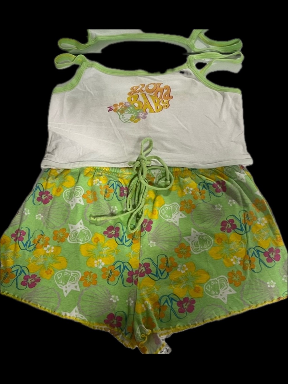 Dollhouse aloha Hawaii camisole Cami crop tank top shorts PJs pajamas vintage